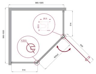 Душевой уголок BelBagno Uno 100см чёрный UNO-195-P-1-100-C-NERO